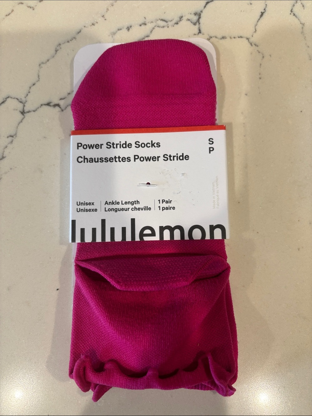lululemon Power Stride Ankle Socks in Pink Flare Small NWT